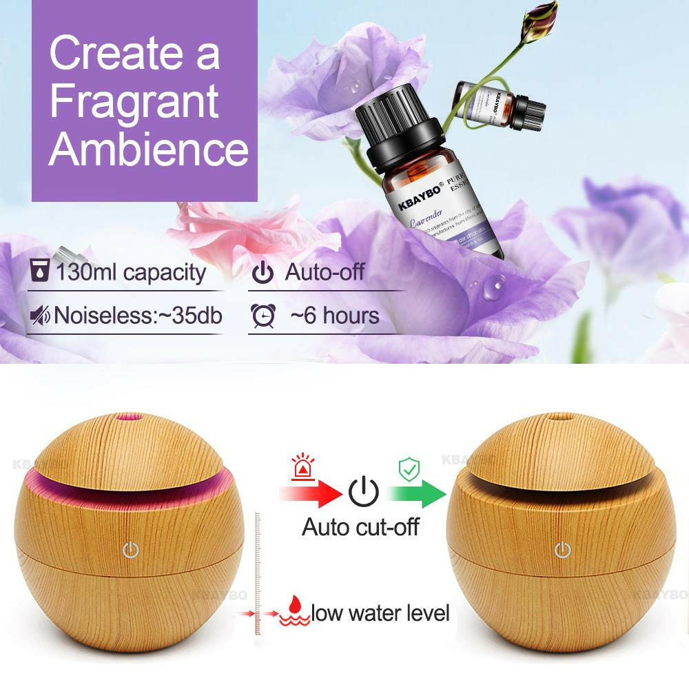 USB Aroma Essential Oil Diffuser Ultrasonic Cool Mist Humidifier Air Purifier 7 Color Change LED Night light for Office Home.