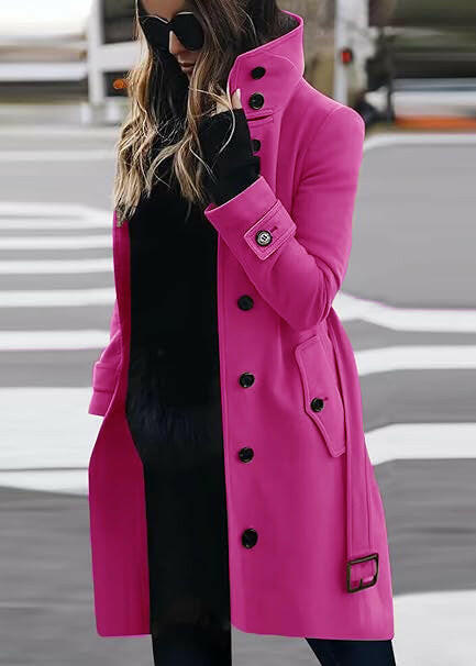 Autumn & Winter Multi-Button Woolen Collar Coat for Women.