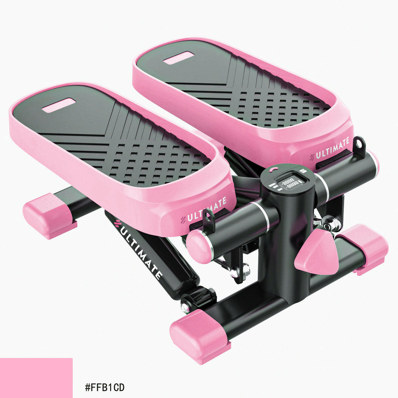 Home Office Exercise 330LBS Capacity Mini Stepper with Resistance Bands and LCD Monitor  Pink.