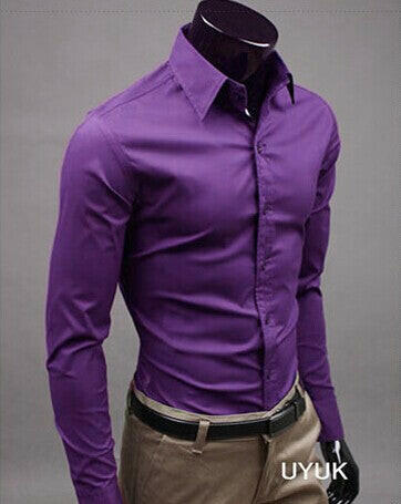 Men Shirt Long Sleeve Fashion Mens Casual Shirts Cotton Solid Color Business Slim Fit Social Camisas Masculina.