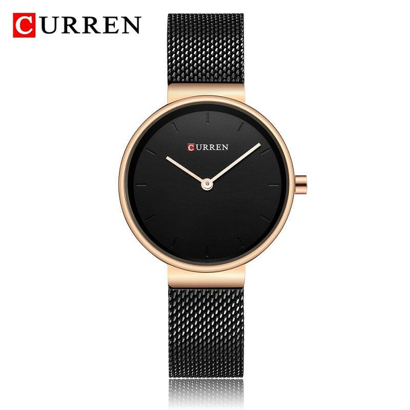 CURREN 9016 Fashion Blue Ladies Watches Mesh Stainless Steel Quartz Watch Women Luxury Simple Wristwatches Analog Lady Clock.