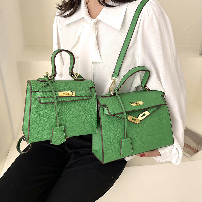 Solid Color PU Kelly Bag – Candy Color Crossbody Handbag.