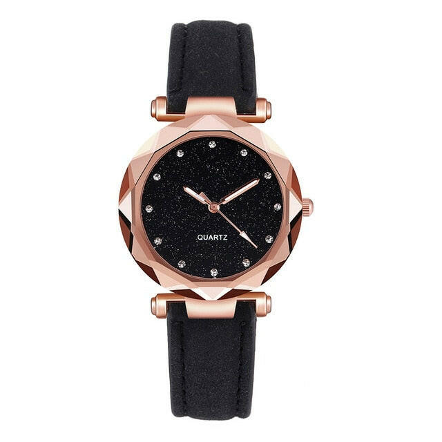 Ladies Fashion Korean Rhinestone Rose Gold Quartz Watch.