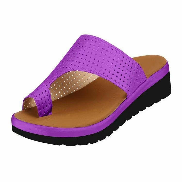 Round Toe Pullover Sandals Versatile Flat Bottom Beach Sandals For Women.