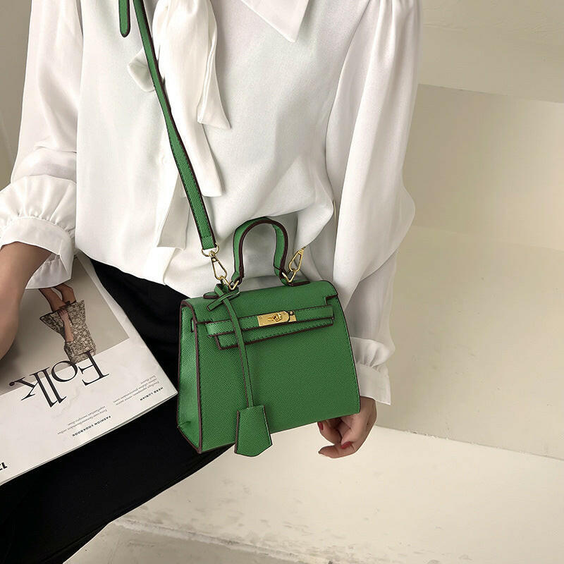 Solid Color PU Kelly Bag – Candy Color Crossbody Handbag.