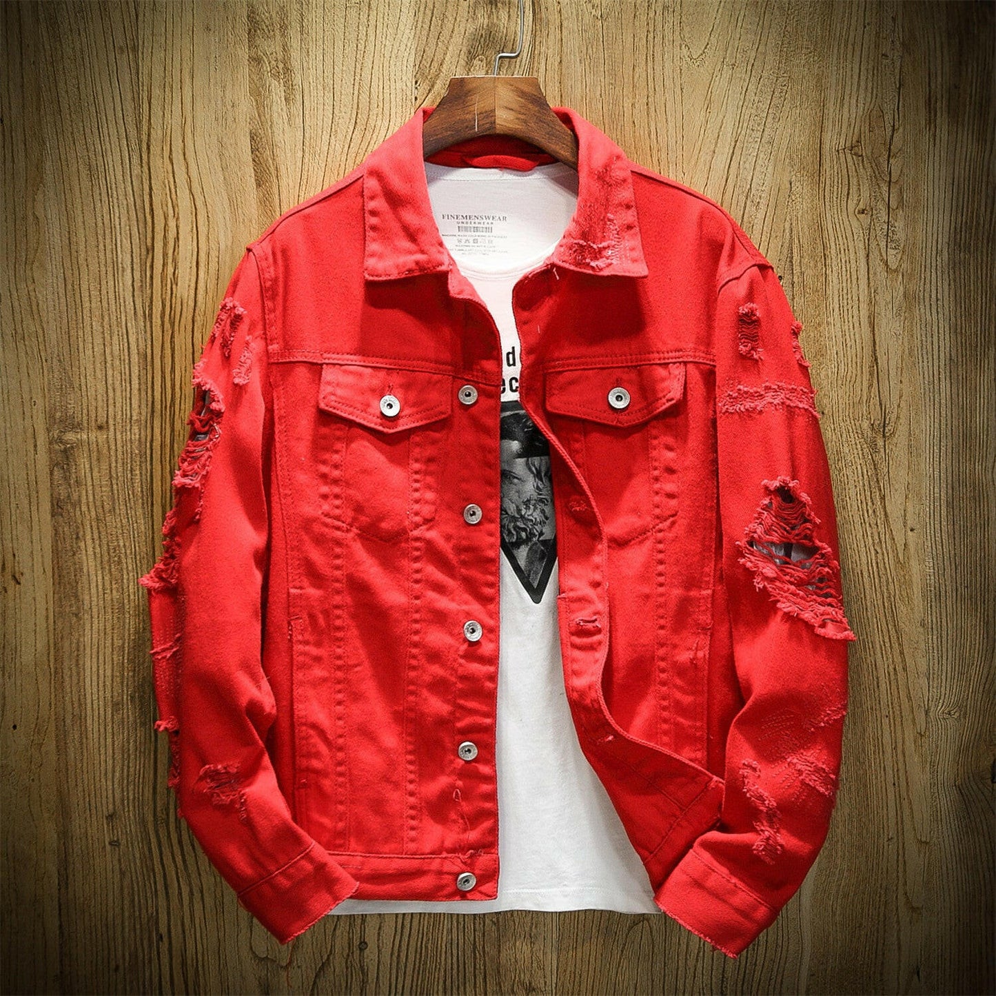 Men's denim jacket casual single breasted cardigan jacket.