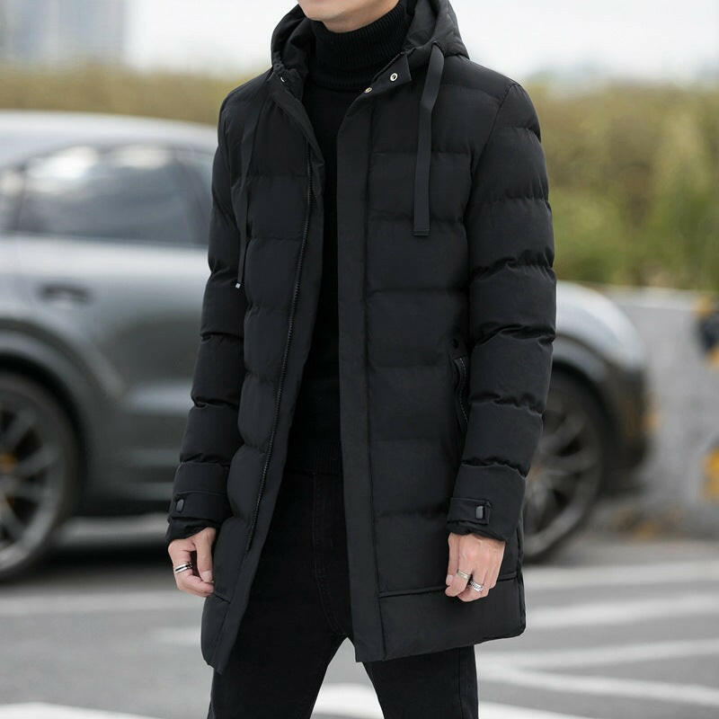 Loose Men's Medium-to-Long Thick Warm Casual Fashion Cotton Jacket – Hooded Cotton Jacket for Men.