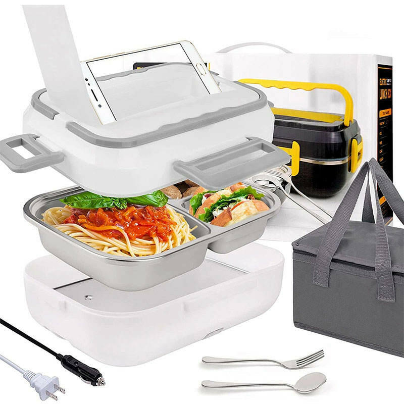 Kitchen ware 1.5L Cookware Sets Heater Portable Electric Lunch Boxes stainless steel Container with Insulation Bag for Car Truck.