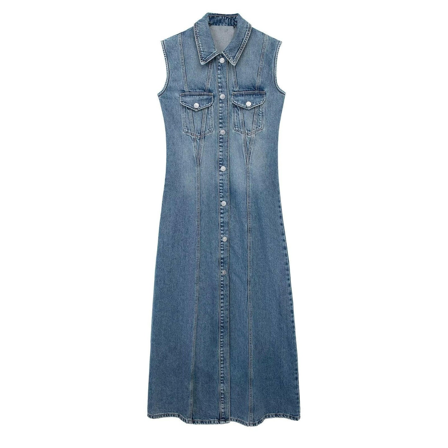 Female Sleeveless Denim Dress.