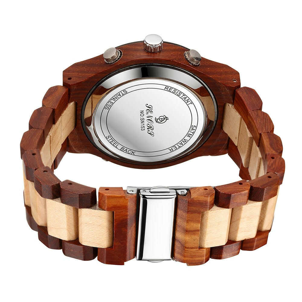 Senor Digital Watch Wood Watch Men Military Sport Wristwatch Mens Quartz Watches Top Brand Luxury Wooden Watch Male Relogio.