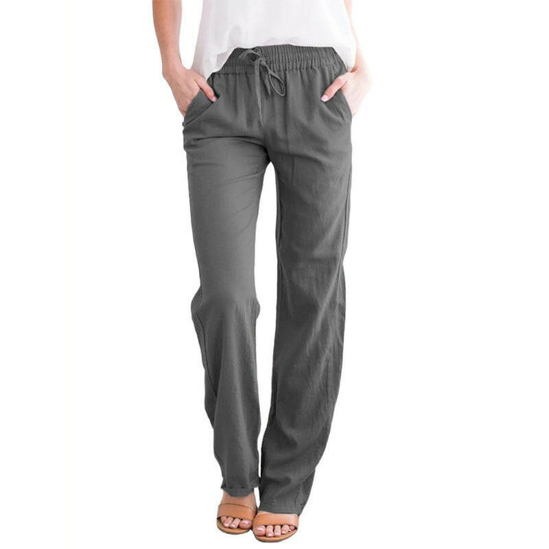 European & American Women's Solid Color Drawstring Loose Wide-Leg Pants.