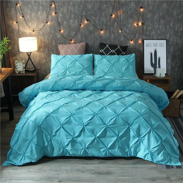 White Duvet Cover Set Pinch Pleat 2/3pcs Twin/Queen/King Size Bedclothes Bedding Sets Luxury Home Hote.