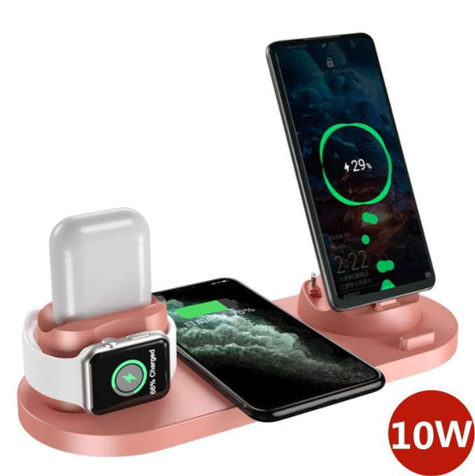 6-in-1 Wireless Charger – Multi-Device Charging Dock with USB Wiring.