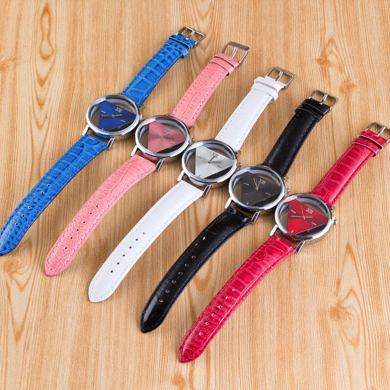 Jingshi Simple Harajuku Fashion Watch - Double Sided Hollow Design, Korean Trendy Student Triangle Watch.