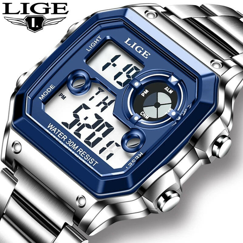 Lige Electronic Watch Unisex Watch Luminous Display Watch Multi-Function Chronograph Alarm Clock.