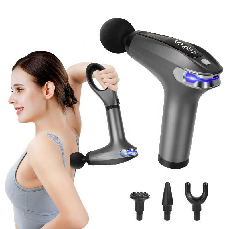 4 Massage Silicone Head Powerful Fascial Gun Portable Vibration Deep Tissue Percussion Muscle Back Massage Gun For Women.