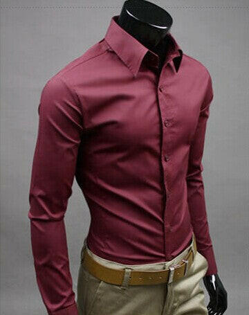 Men Shirt Long Sleeve Fashion Mens Casual Shirts Cotton Solid Color Business Slim Fit Social Camisas Masculina.