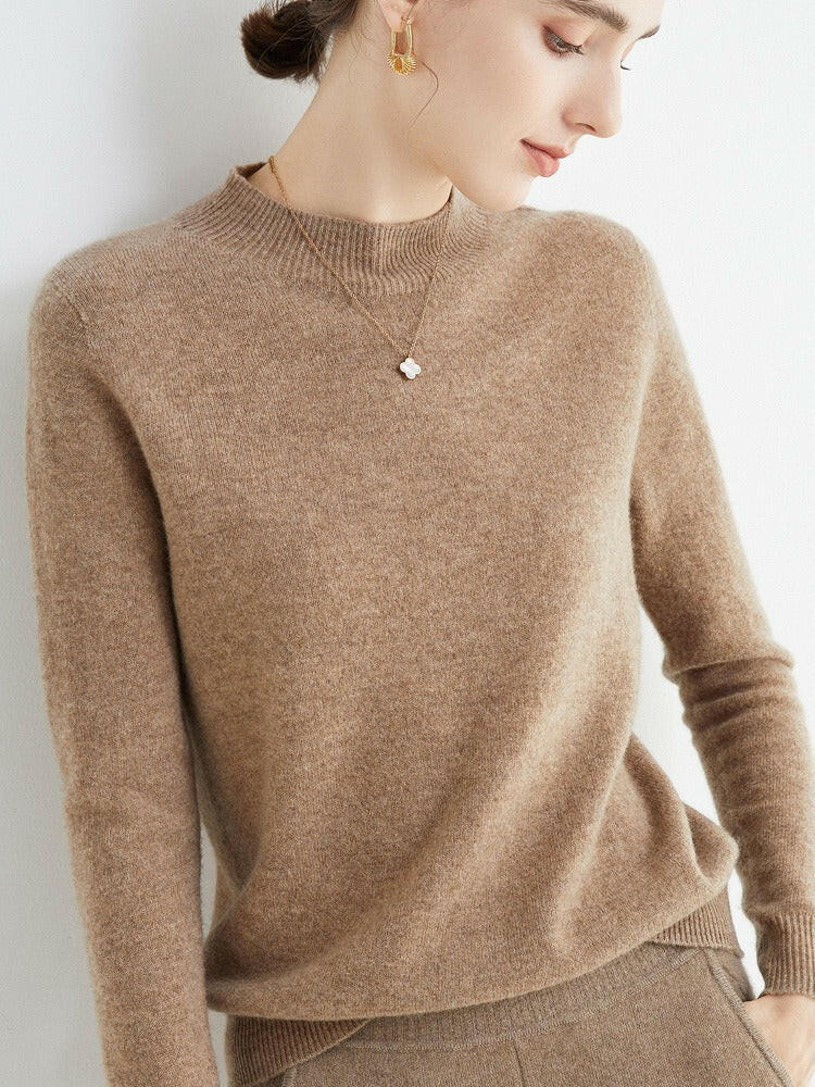 Seamless One-Piece Pure Wool Sweater – Women's Long-Sleeve Knit Top.