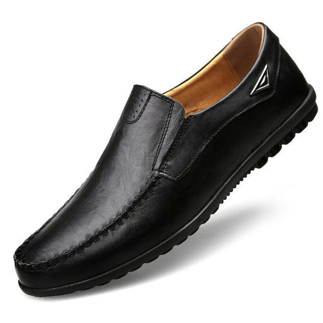 Genuine Leather Men's Moccasin Shoes – Breathable Italian Loafers for Casual Comfort.