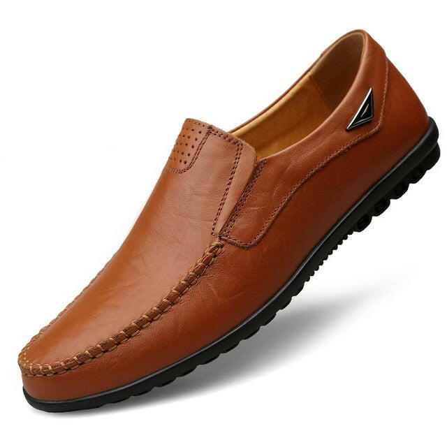 Genuine Leather Men's Moccasin Shoes – Breathable Italian Loafers for Casual Comfort.