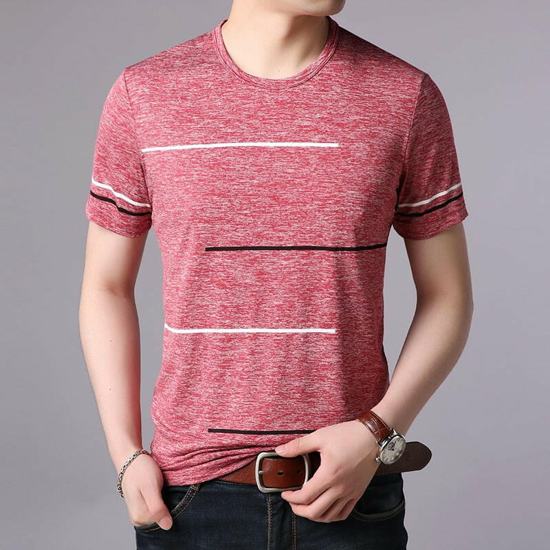 Men's Striped Summer T-Shirt - O-Neck Casual Streetwear.