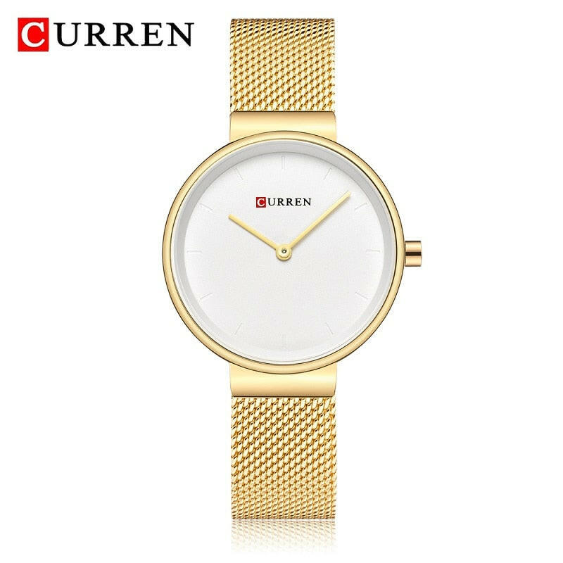 CURREN 9016 Fashion Blue Ladies Watches Mesh Stainless Steel Quartz Watch Women Luxury Simple Wristwatches Analog Lady Clock.