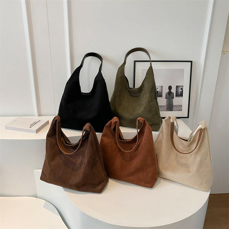 Bag for women large capacity simple tote bag retro and lazy suede big bun mother bag.