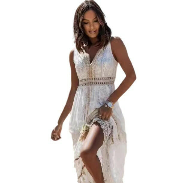 Bohemian Lace Patchwork Long Skirt Jumpsuit for Women.