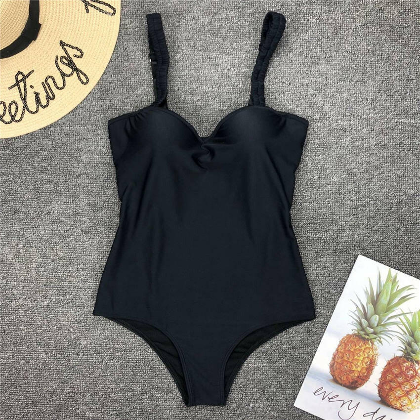 Sexy Push Up Bodysuit Steel one piece swimsuit Butt Lifter swim suit women Swimwear Shaper Bathing suit female Monokini Black.