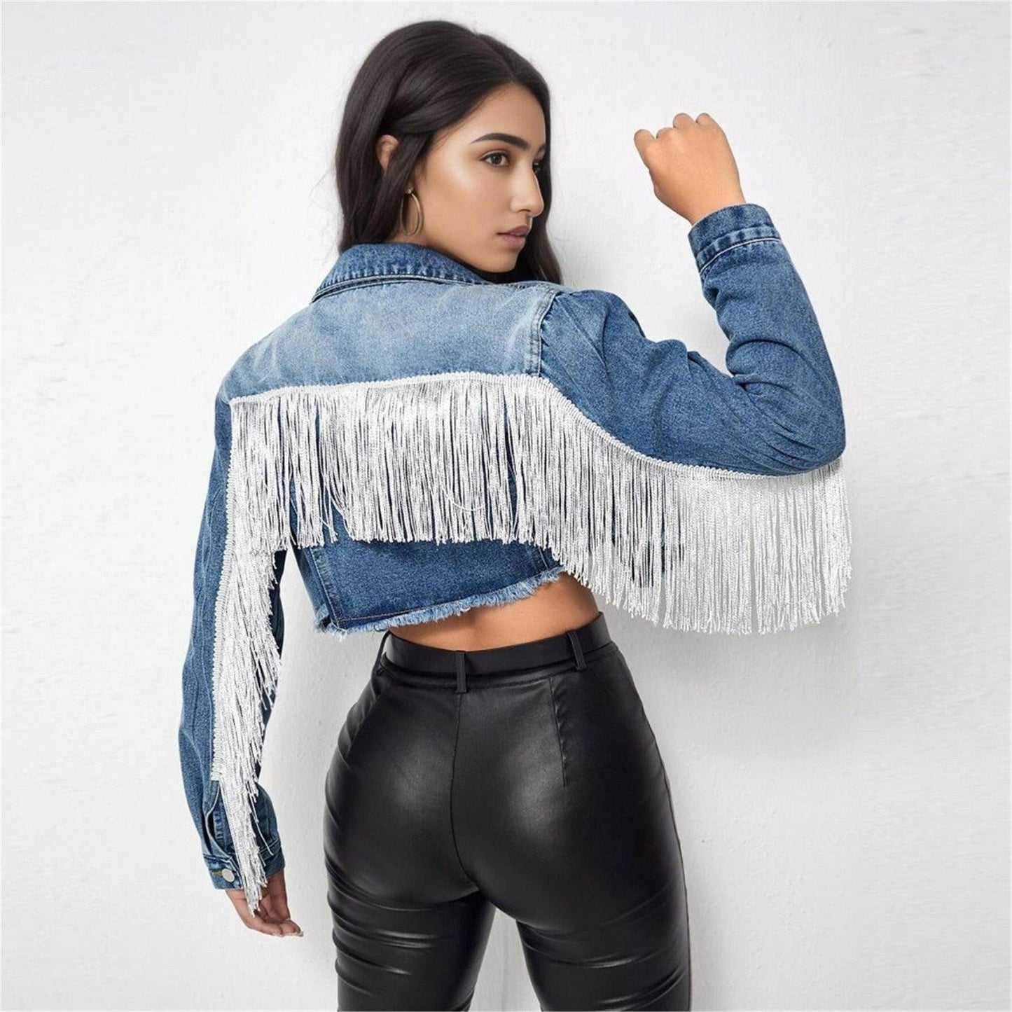 Women's Tassel Denim Short Jacket.