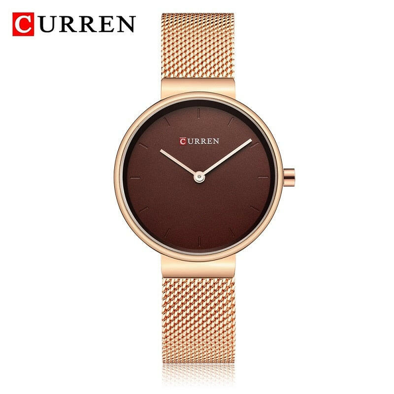 CURREN 9016 Fashion Blue Ladies Watches Mesh Stainless Steel Quartz Watch Women Luxury Simple Wristwatches Analog Lady Clock.