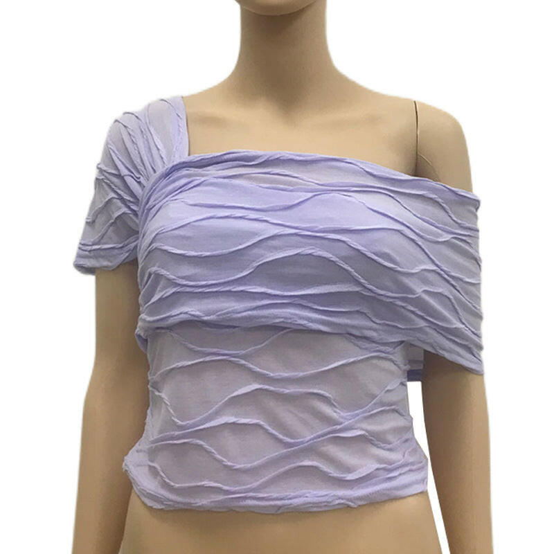 Summer Women’s Pleated Top - Pure Desires Sexy Lilac Shirt.