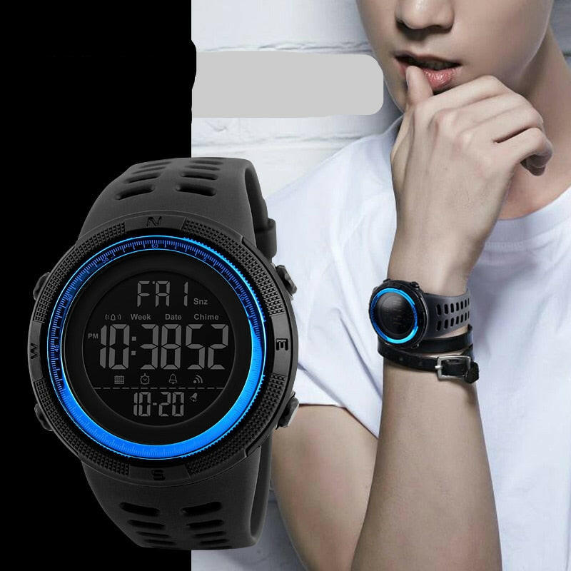 Mens Sports Watches Dive 50m Digital LED Military Watch Men Fashion Casual Electronics Wristwatches.