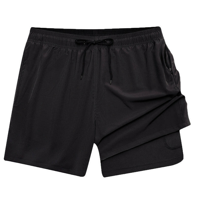 Men's 2-in-1 Beach Swimming Shorts with Zipper Pockets.