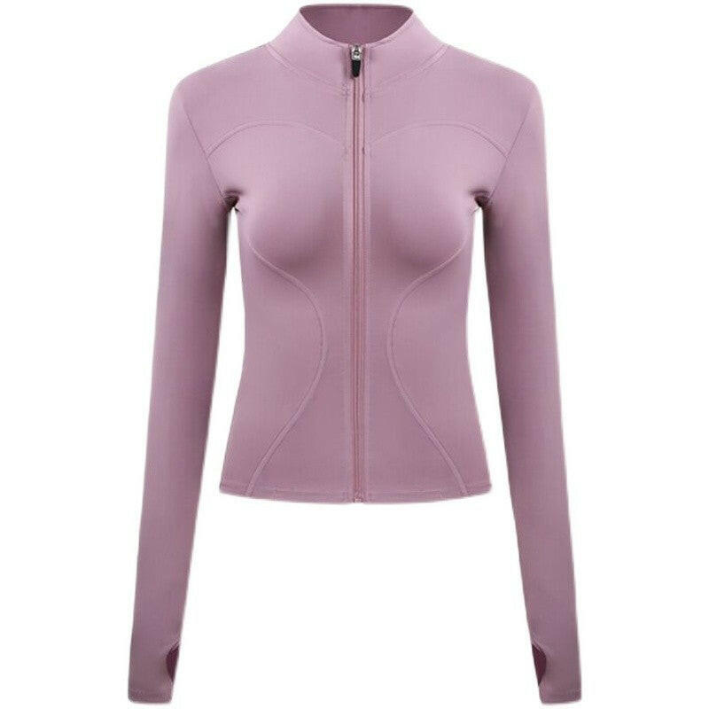 Women's Sports Jacket – Nylon Quick-Drying Yoga Suit with Stand Collar.