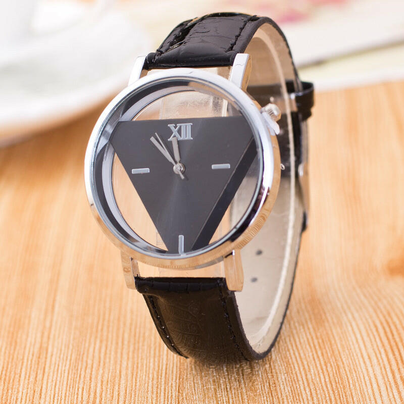 Jingshi Simple Harajuku Fashion Watch - Double Sided Hollow Design, Korean Trendy Student Triangle Watch.