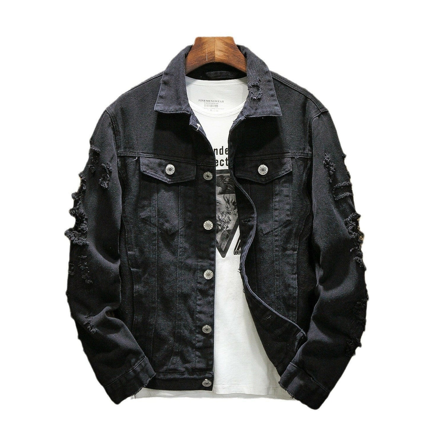 Men's denim jacket casual single breasted cardigan jacket.