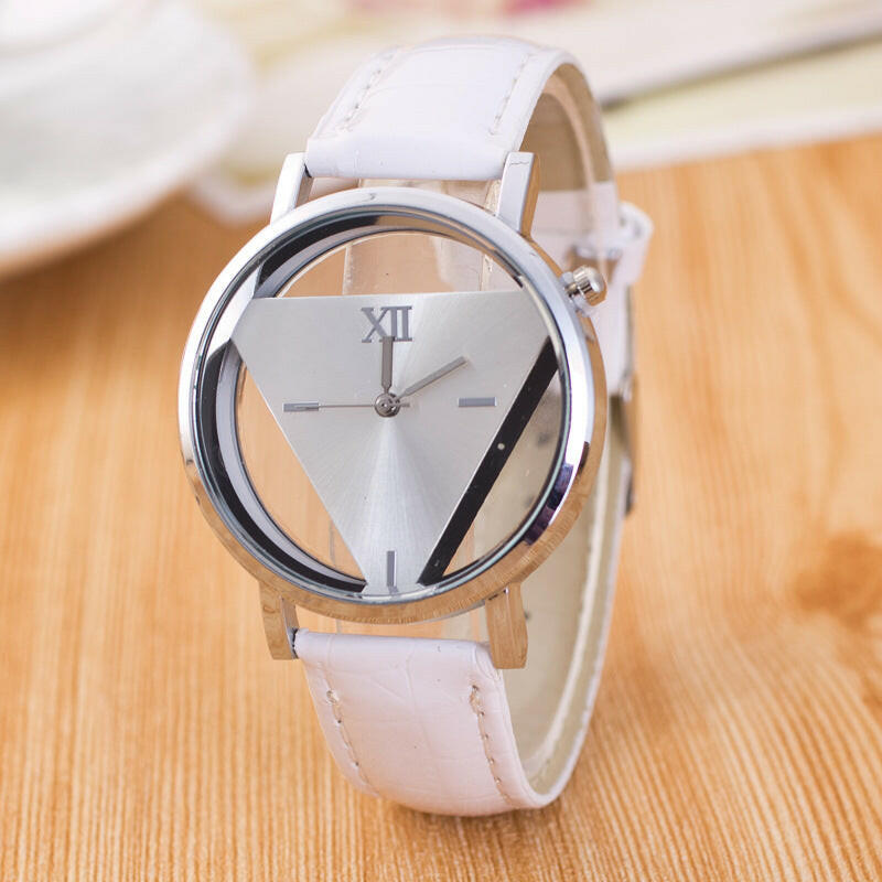 Jingshi Simple Harajuku Fashion Watch - Double Sided Hollow Design, Korean Trendy Student Triangle Watch.