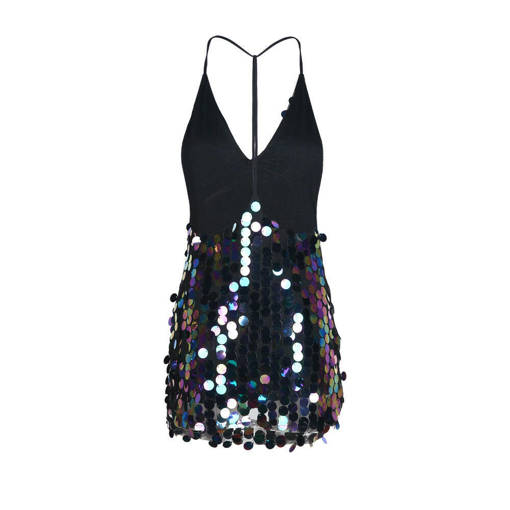 Sexy Summer Autumn Women Bodycon Mini Dress Fashion Party Sequin Dresses Elegant Slim Solid Club Dress Black Vestidos.