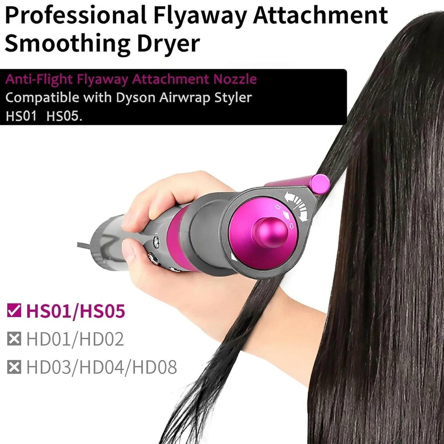 Anti-Flight Flyaway Attachment Nozzle for Dyson Airwrap Smoothing Dryer Accessories for Dyson HS05/01 Straightening Hair Nozzle.