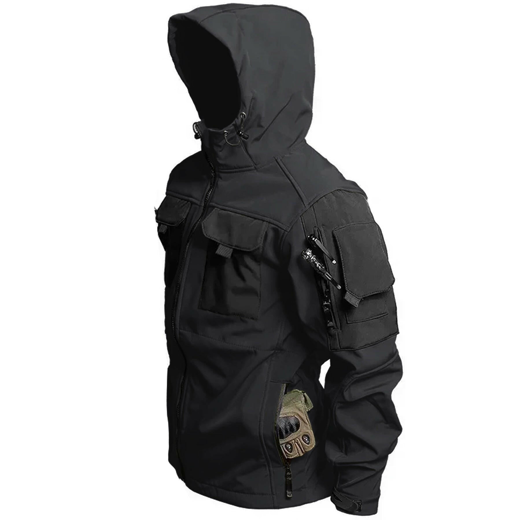 Men's Tactical Jacket – Thick & Warm Waterproof Outdoor Hooded Mountaineering Suit.