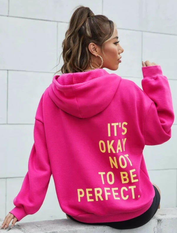 Multi-Colored Letter Printed Casual Long-Sleeved Hoodie for Women.