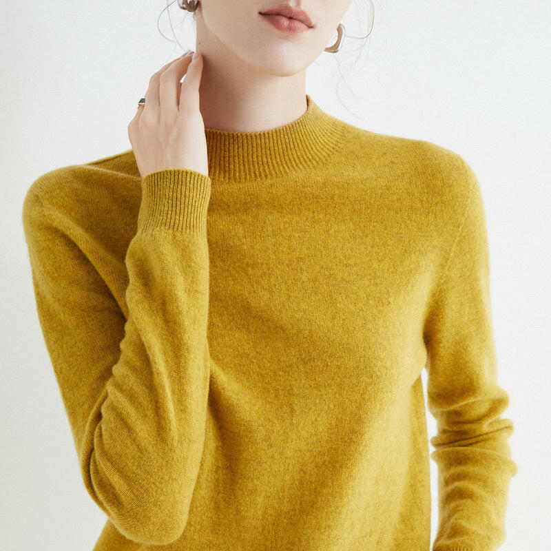 Seamless One-Piece Wool Sweater – Women's Long-Sleeve Knit Top.