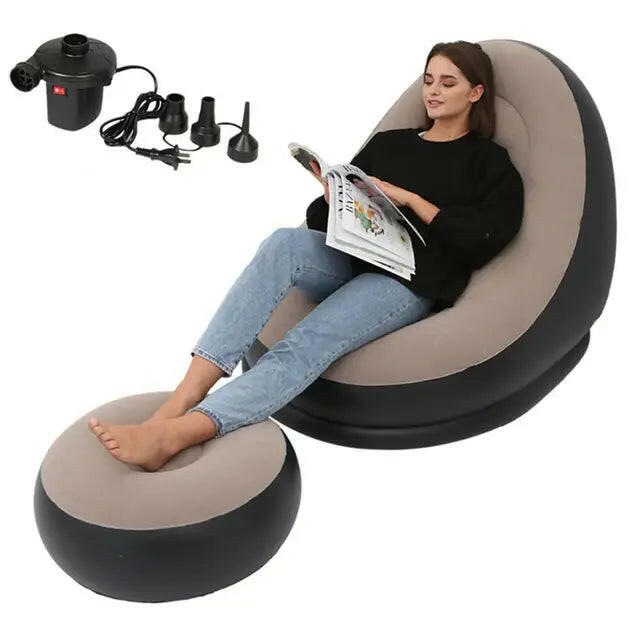 Inflatable Air Mattress Lazy Sofa & Leg Stool – Comfortable Beanbag Chair for Home & Outdoor Usend Outdoor Use.