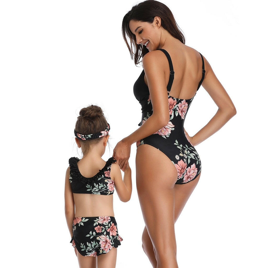 Mother And Daughter Swimsuit Bikini Swimwear Family Matching Clothes.