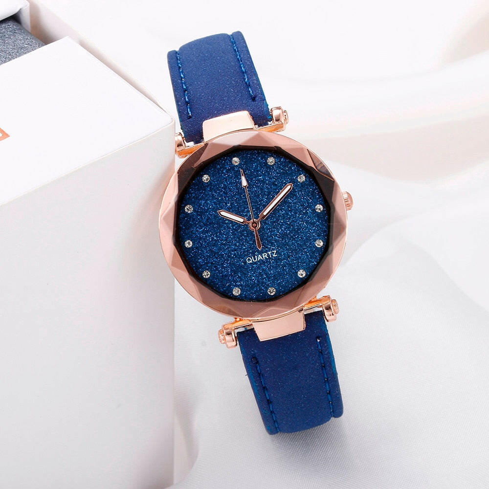 Ladies Fashion Korean Rhinestone Rose Gold Quartz Watch.