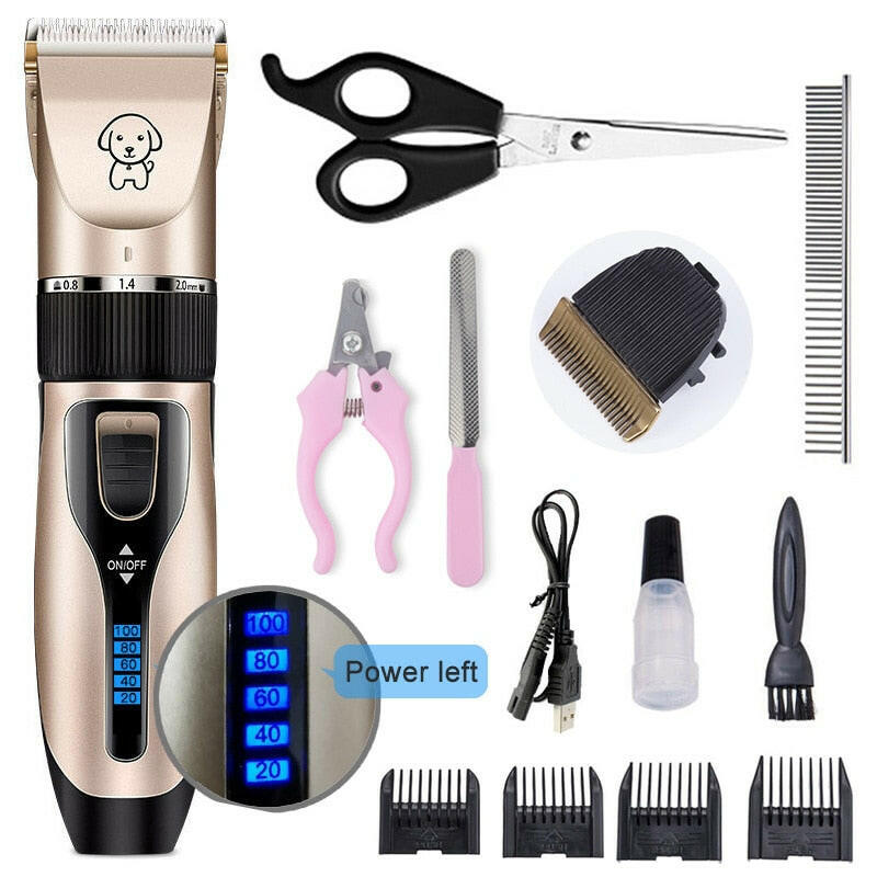 Pet Cat Dog clippers professional Dogs grooming clipper groomer kit USB Rechargeable Low-noise Pets Hair Trimmer Display battery.