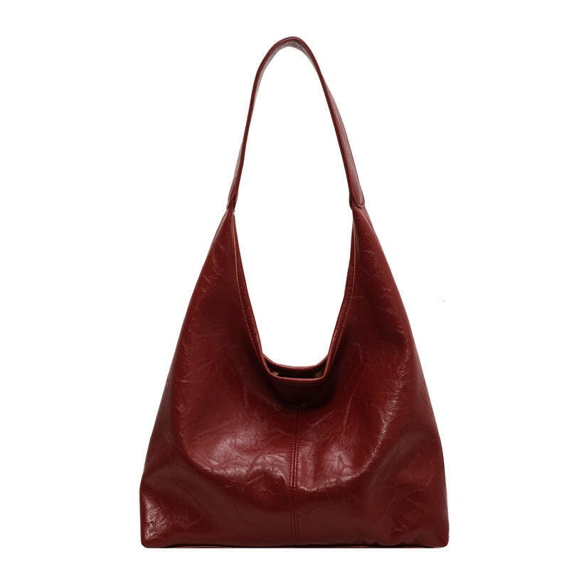 Soft PU Leather Quality Underarm Bag Vintage Wine Red Ladies Shoulder Bag Commuter Large Handbag Bolso Mujer Women's Tote Bag.