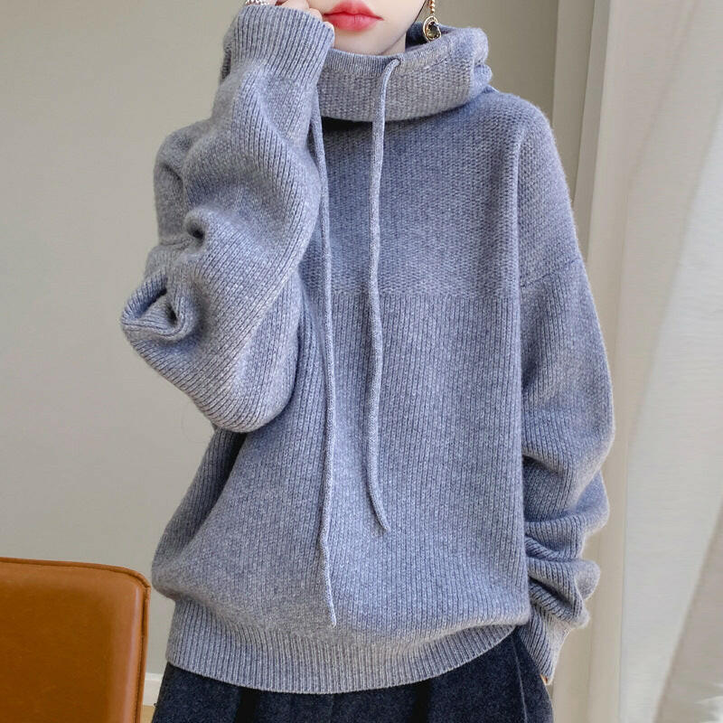 Lazy Style Women's Solid Color Loose Knit Sweater.