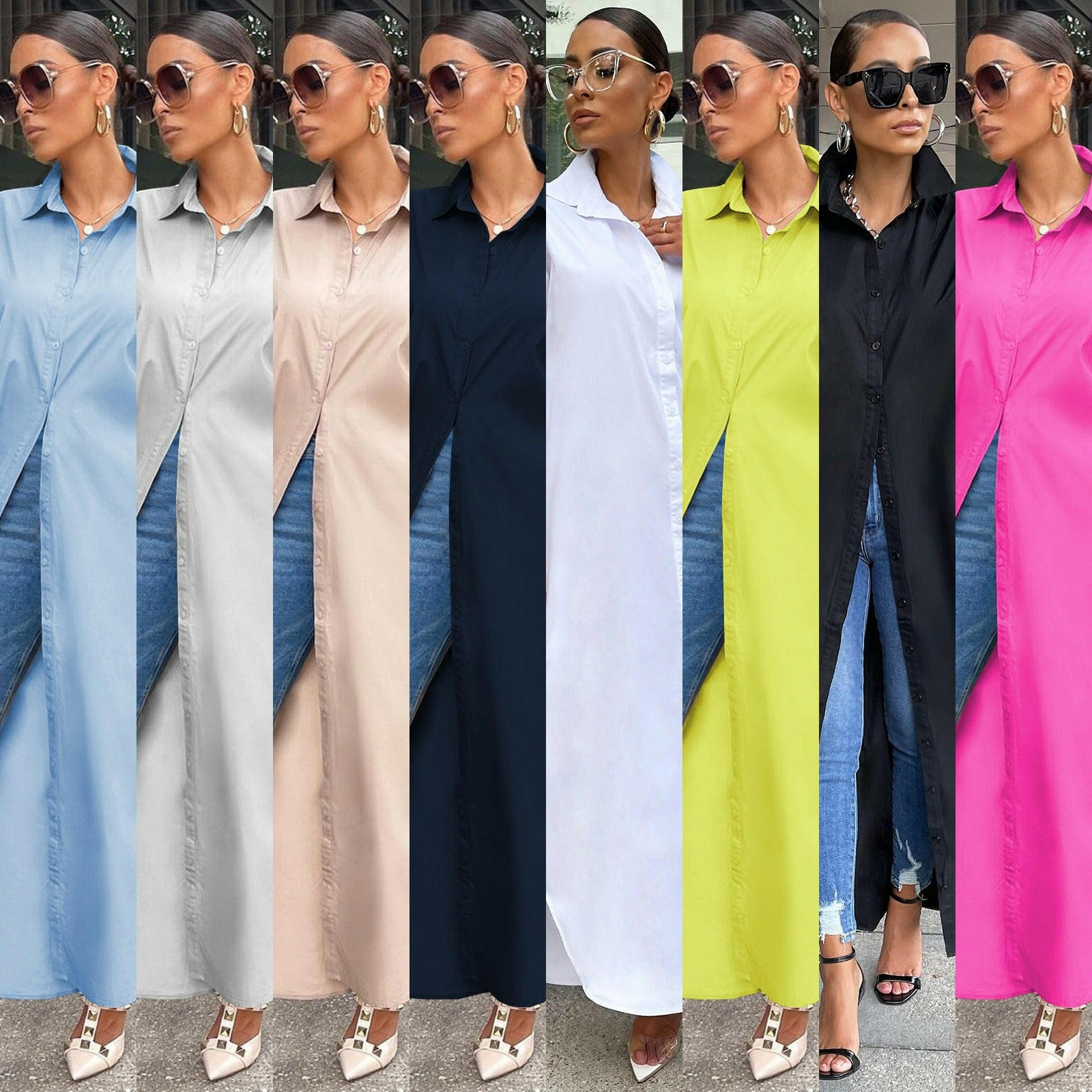 Casual Dresses Women Clothes Plus Size Fashion Girls' Skirt Bodycon Long Shirt Dress Women's Club Party Sexy Dresses.